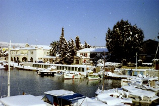 Port du Cros de Cagnes sous la neige en janvier 1985